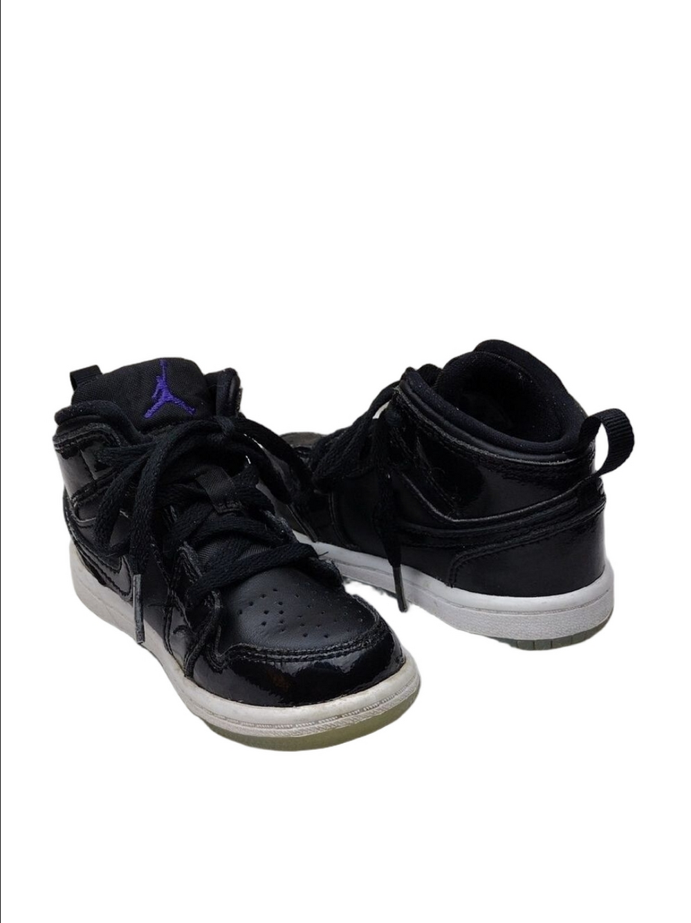 Nike Air Jordan 1 Mid Space Jam Black Leather High Top Lace Up Toddler Sneaker